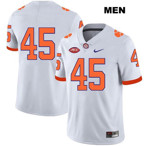 Men's Clemson Tigers #45 Matt McMahan Stitched White Legend Authentic Nike No Name NCAA College Football Jersey QNG3146JT